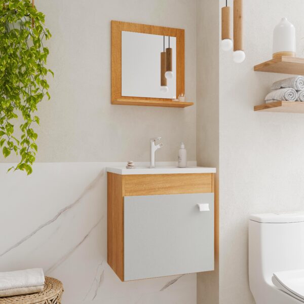 COD.9944 VANITORY IRIS 44CM C/ESPEJO CINAMOMO OFF/WIHTE